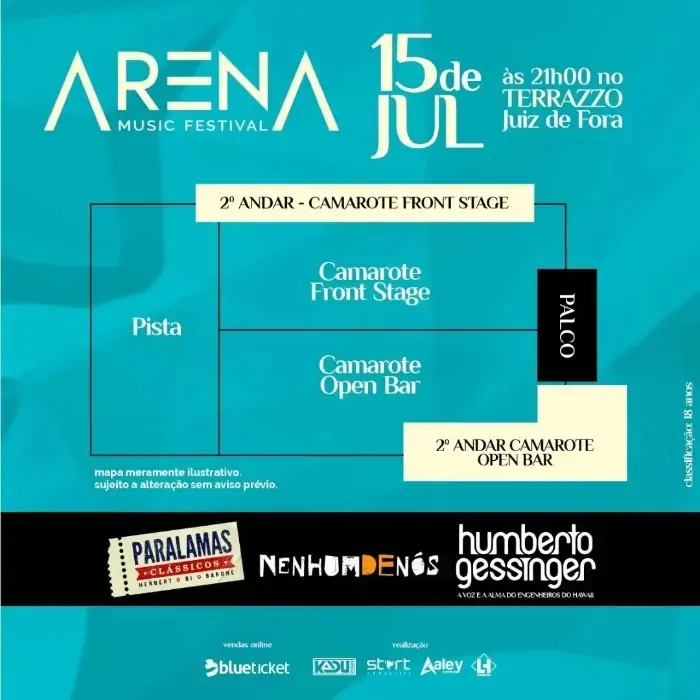 Mapa do Evento - Arena Music Festival com Paralamas do Sucesso em Juiz de Fora